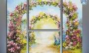 Картина, цветочные арки в парке